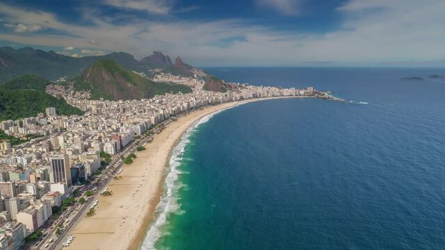 flight over rio de janeiro city famous bay beach sunny day aerial panorama 4k timelapse brasil