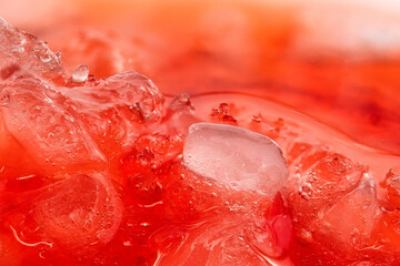 Frappe ice on top of a cocktail, extreme close-up
