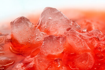 Frappe ice on top of a cocktail, extreme close-up