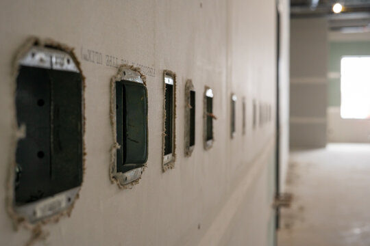 Electrical boxes waiting for finish work