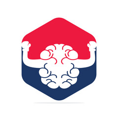 Brain boxing logo concept design. Power brain logo vector design.