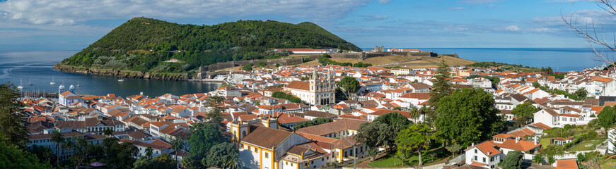 Fototapeta na wymiar Cityscape. Capital Angra do Heroismo, the historic center is part of UNESCO World Heritage Site. Terceira Island, Azores, Portugal.