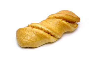 Almond twist bread isolated on white background