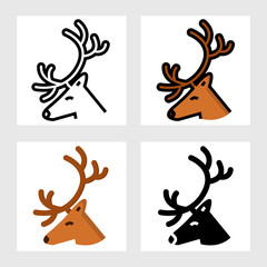 deer icon vector design in filled, thin line, outline and flat style.