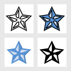 ice blue star icon vector design in filled, thin line, outline and flat style.