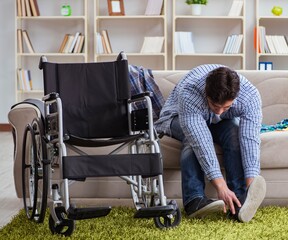 Disabled man recovering at home