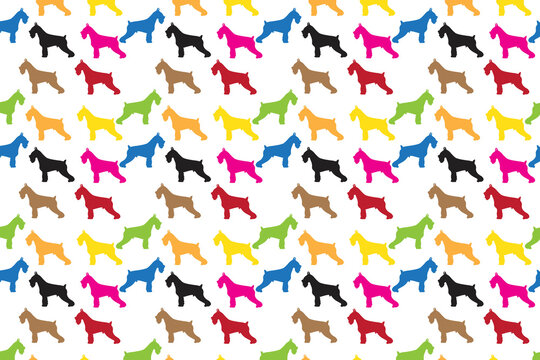 Scottish terrier dogs colorful silhouettes textile seamless background vector web image graphic clip art illustration