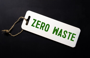 Lettering poster zero waste and Kraft paper package with tag.