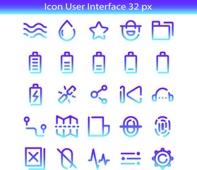 32px Media Icons User Interface, editable and color changing
