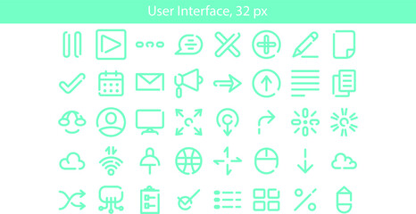 Media Icons User Interface, 32px editable