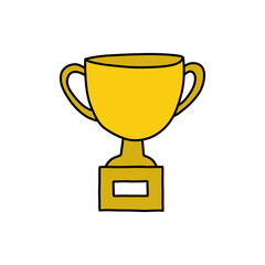 trophy doodle icon, vector color line illustration