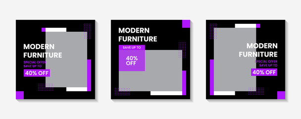 Furniture minimalist social media post template collection