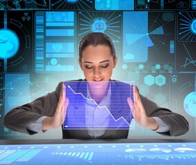 Businessman in futuristic trading concept