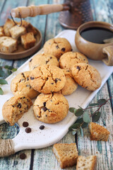 Chocolate chip cookies  from stale bread and coffee