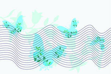 Beautiful butterflies and flowers, perfect for greeting cards, backgrounds. Vector