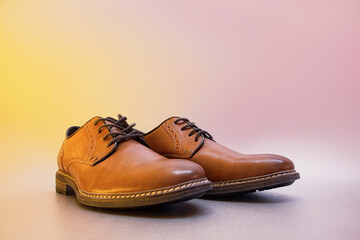 Men's classic pair of brown leather shoes.