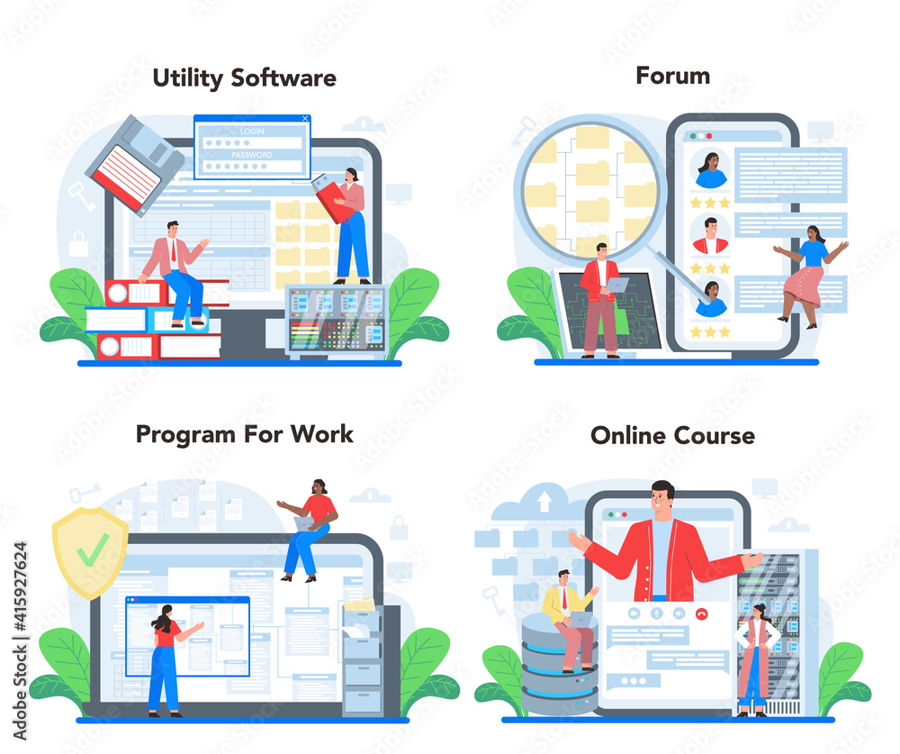 Aufkleber data base administrator online service or platform set. admin or manager