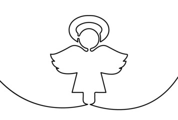Creative vector angel. One line style illustration