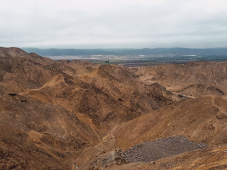 Fototapeta na wymiar Mountains in Quilmana Lima Peru with fields background