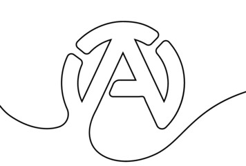 Creative vector atheism sign. One line style illustration