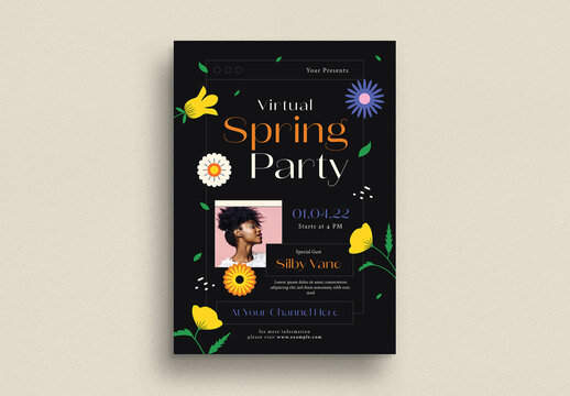 Virtual Spring Party Flyer Layout