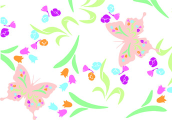Beautiful butterflies and flowers, perfect for greeting cards, backgrounds. Vector 