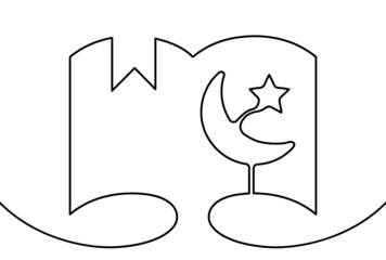 Creative vector Quran. One line style Islam religious book illustration