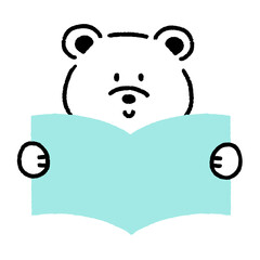 イラスト素材：本を読んでいるくま　勉強　読書