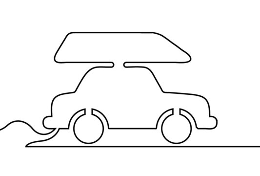 Creative vector car baggage. One line style illustration