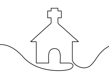 Creative vector Church. One line style illustration