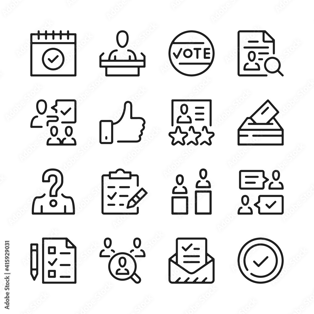Aufkleber vote line icons set. modern graphic design concepts, simple outline elements collection. vector line