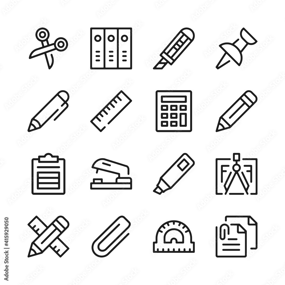 Poster stationery line icons set. modern graphic design concepts, simple outline elements collection. vecto