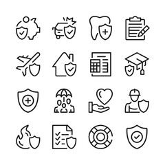 Insurance line icons set. Modern graphic design concepts, simple outline elements collection. Vector line icons