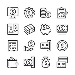 Money line icons set. Modern graphic design concepts, simple outline elements collection. Vector line icons
