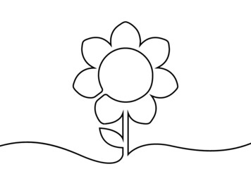 Creative vector flower. One line style illustration