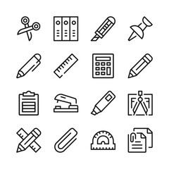 Stationery line icons set. Modern graphic design concepts, simple outline elements collection. Vector line icons