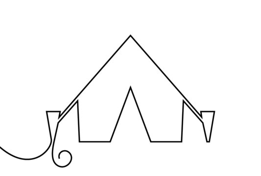Creative vector Tent. One line style illustration