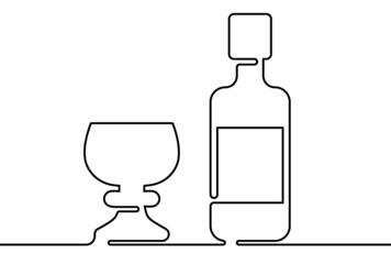 Creative vector Wine. One line style illustration