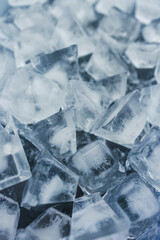 Obraz premium close-up of ice cubes in freezer tray with cold blue tones