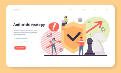 Anti crisis strategy web banner or landing page. Idea of risk control