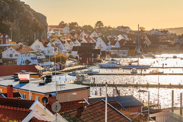 Sweden, Vastra Gotaland County, Tanum municipality, Fjallbacka. Summer tourist resort with maritime...