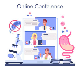 Obraz premium Gastroenterology doctor online service or platform. Idea of health care