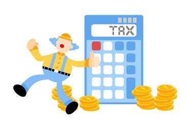 Fototapeta premium clown carnival and calculator finance money tax cartoon doodle flat design style vector illustration