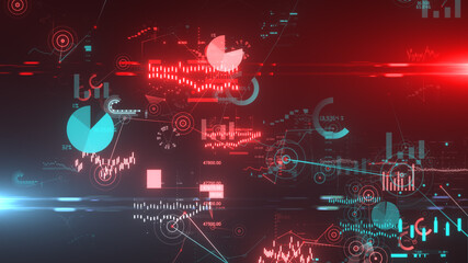Stock market ticker price graph charts financial investment trading - 3D illustration rendering