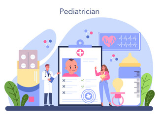 Pediatrician concept. Doctor examining a child with stethoscope.