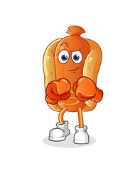 hot dog boxer character. cartoon mascot vector