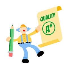 clown carnival and quality grade sign cartoon doodle flat design style vector illustration