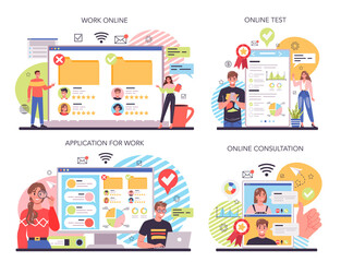 Personnel screening online service or platform set. Business recruitment