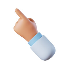 3d render. Doctor recommendation icon. Cartoon hand with finger pointing up left corner. Digital illustration. Clip art isolated on white background