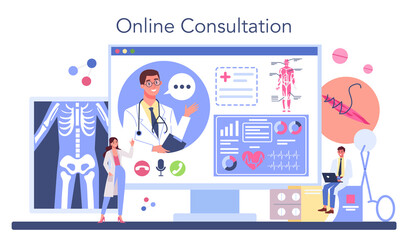 Surgeon online service or platform. Doctor performing medical operations.